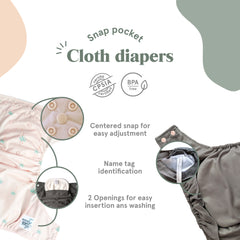 Foodie - 4 pocket diapers, 1 wetbag