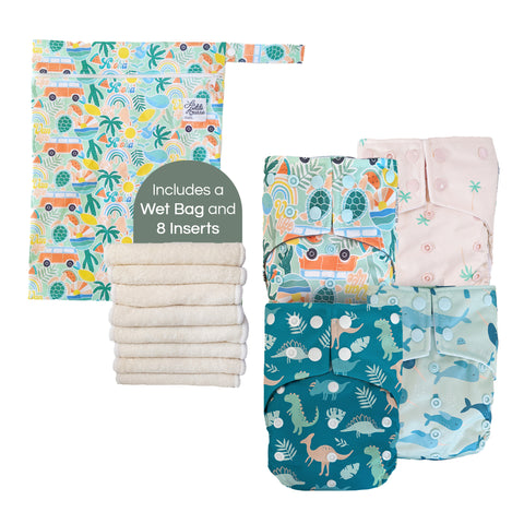 Foodie - 4 pocket diapers, 1 wetbag