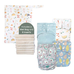 Fruity- 4 pocket diapers, 1 wetbag